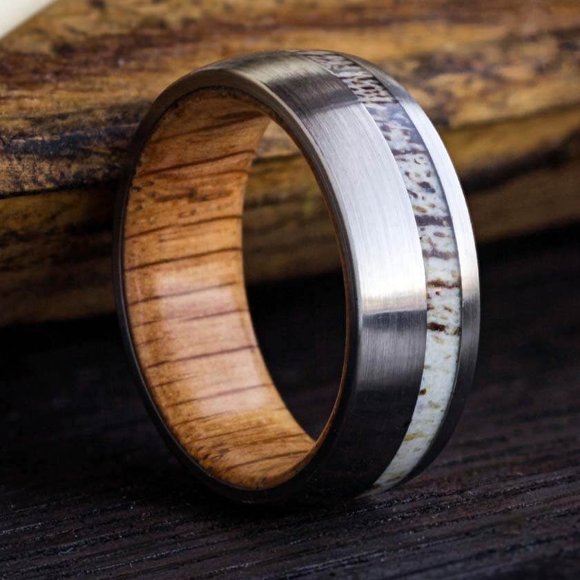 Custom Antler Wedding Bands for Hunter Grooms. If desired, supply your own antler for any of our antler rings. 